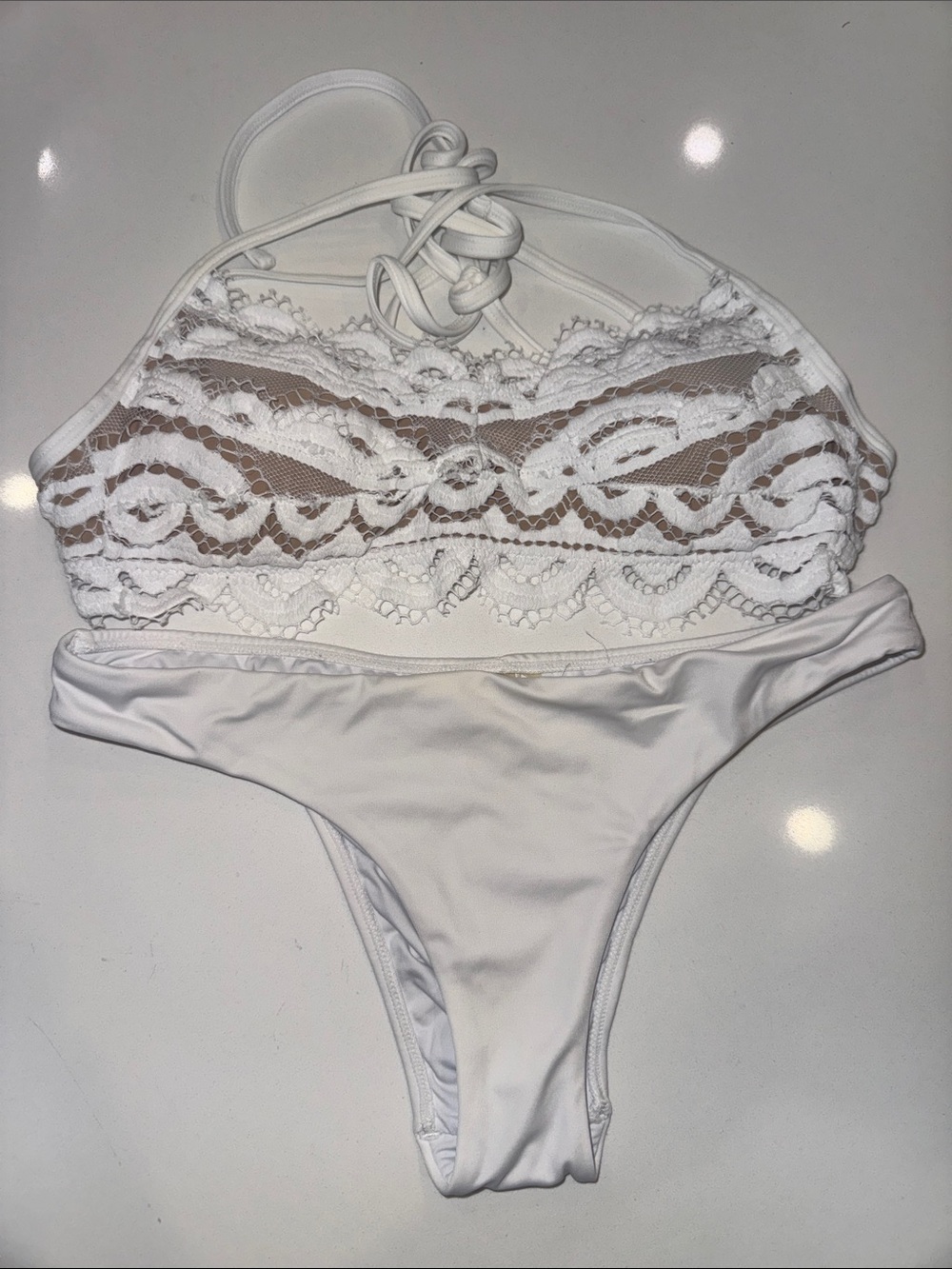 Pilyq White Lace-Trim 2 piece suit! AMAZING GORGEOUS!